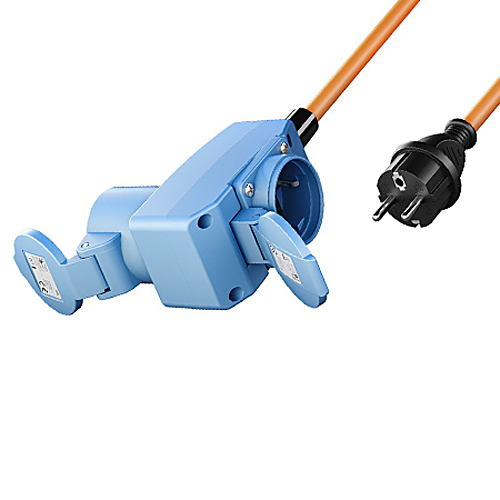 CEE Adapterleitung Schuko-Stecker auf 90° CEE-Kupplung + Schuko 1,5 m