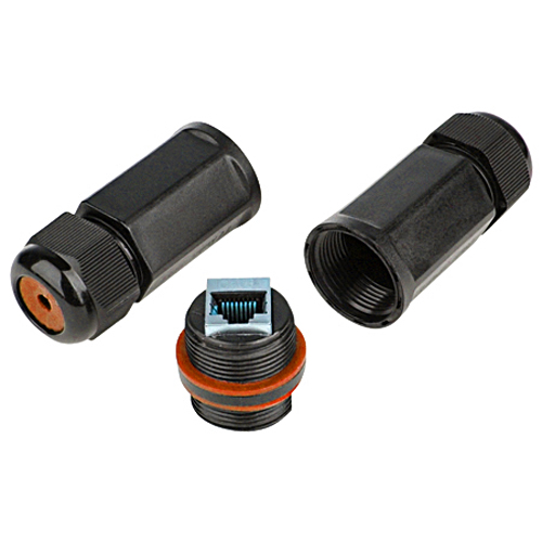 Outdoor Cat.6a LAN Kabel Verbinder für RJ45 Patchkabel schwarz