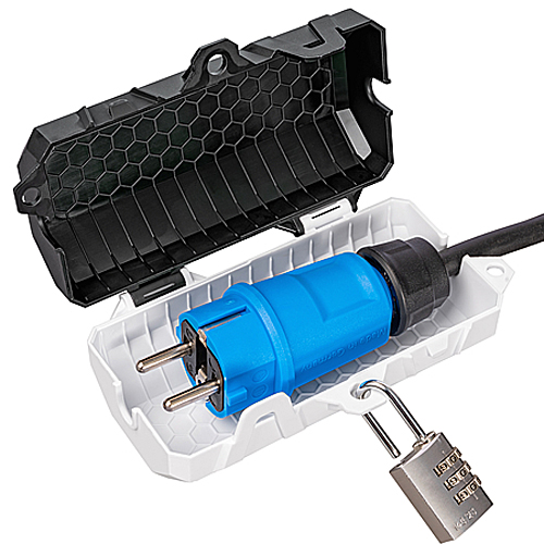 Steckerschutz Verriegelung abschließbare Box Mini SteckerSafe black & white günstig online kaufen