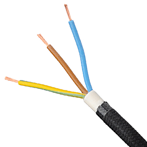 Textilkabel Stoffkabel 3x1,5 mm² schwarz 3 m