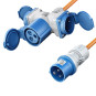 Camping Kabel Verteiler CEE-Stecker auf CEE-Kupplung + 2x Schuko