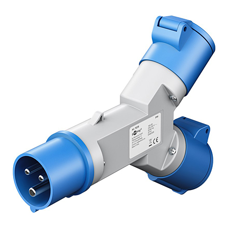 Camping CEE Adapter 2-fach doppel Verteiler CEE-Stecker auf 2x CEE-Kupplung