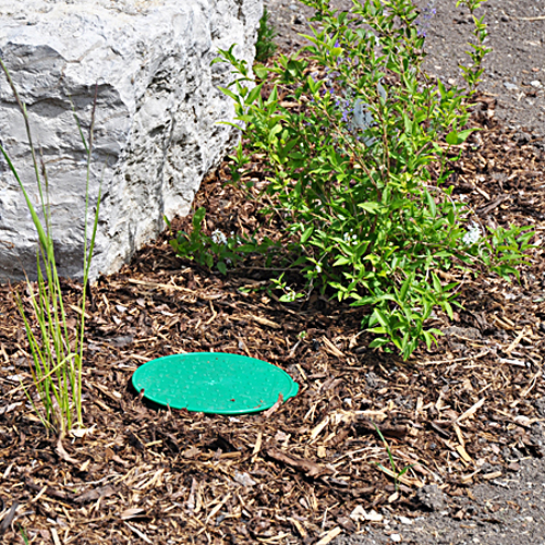 Outdoor Bodentank Garten Bodeneinbaudose mit grünem Deckel Ø 25 cm
