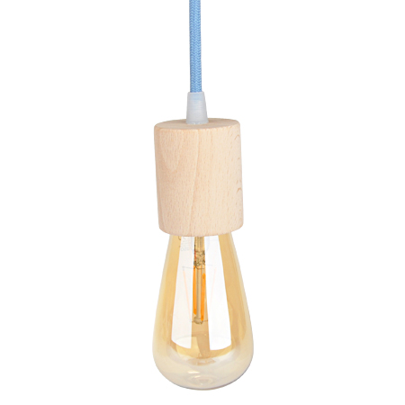Lampenfassung E27 Holz Zylinder flach mit Klemmnippel